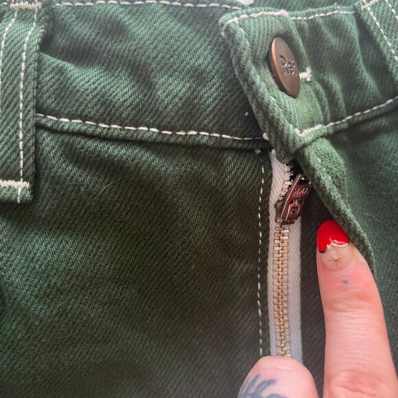 Reformation Cowboy High Rise Straight Leg Jeans Emerald Green Size 26 - Picture 6 of 7